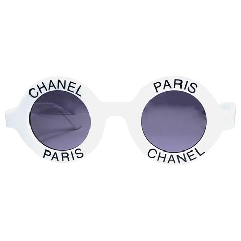 vintage chanel logo round white sunglasses|chanel sunglasses sale clearance.